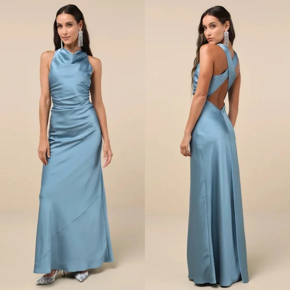 sachin and babi light blue dress Lulus Flirtatious Glamour Royal Blue Rhinestone Backless Maxi Dress main image 1